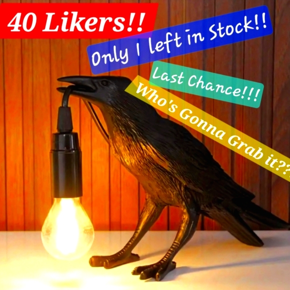 Other - Resin Raven Lamp with Edison Style Bulb